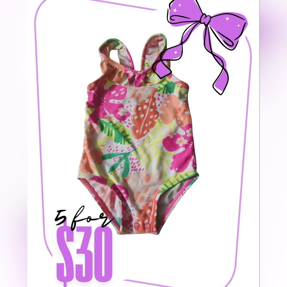 Carter's Pink and Green Floral Swimsuit